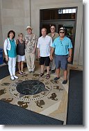 DSC_0605 * Alyca, Terri, Phule, Ensign, Norris and Bob Isacson standing on the zodiac at the main entrance to the Memorial Union. * 4496 x 3000 * (3.97MB)