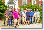 20220806_PatB_01 * The Lange Gang 47th Reunion in front of Lange House.  From left to right:  Stillmonkey, Laugh Rat, Phule, Klein, Schlenky. Wild Bill Brearley, Mike Shields, Billy, Norris, Pat Barnes, Ensign, Animal, Gallagher and Sky. * 4898 x 3265 * (3.72MB)