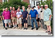 20220806_Phule_01 * The Lange Gang 47th Reunion in front of Lange House. From left to right: Laugh Rat, Klein, Stillmonkey (hiding), Phule, Wild Bill Brearley, Schlenky, Billy, Mike Shields, Pat Barnes, Norris, Animal, Ensign, Gallagher and Sky. * 4736 x 3215 * (7.66MB)